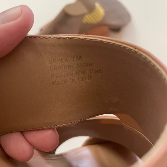 Reba "Skyla" Tan Beige Brown Sandals with Thick Heel - Picture 5 of 5